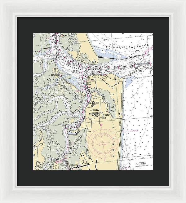 Fernandina Beach-florida Nautical Chart - Framed Print