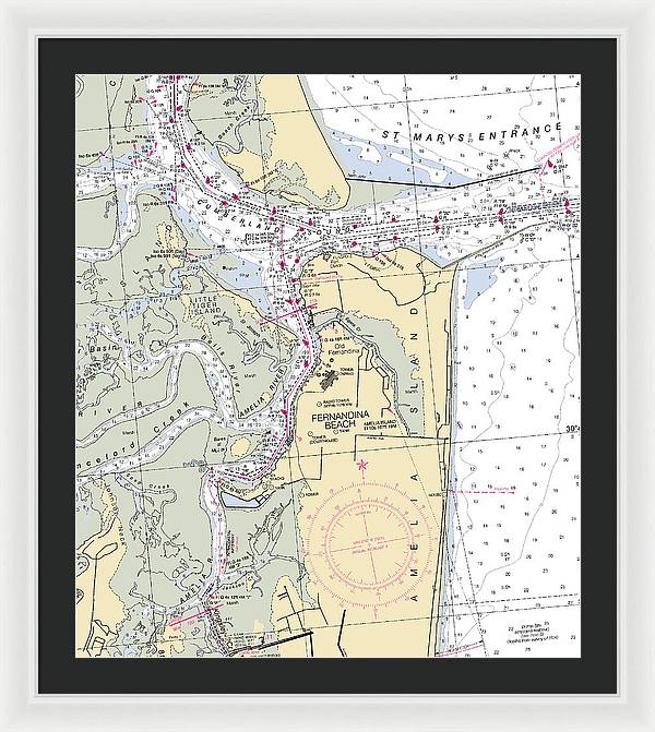 Fernandina Beach-florida Nautical Chart - Framed Print