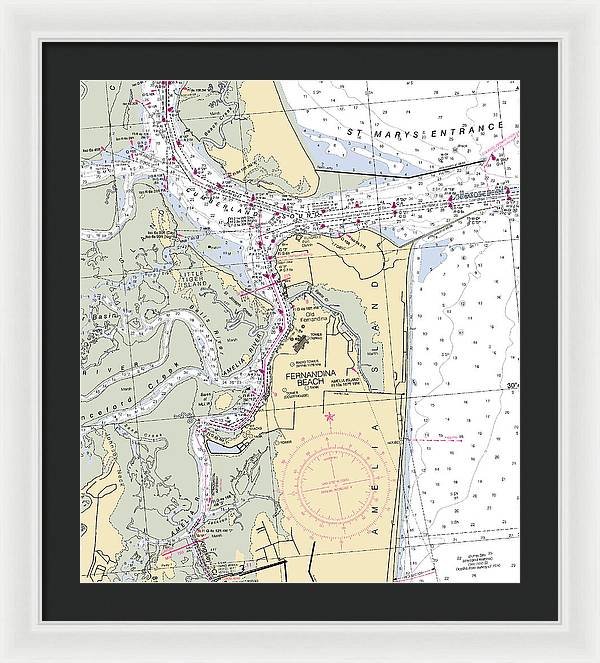 Fernandina Beach-florida Nautical Chart - Framed Print