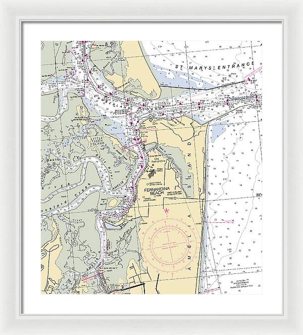 Fernandina Beach-florida Nautical Chart - Framed Print