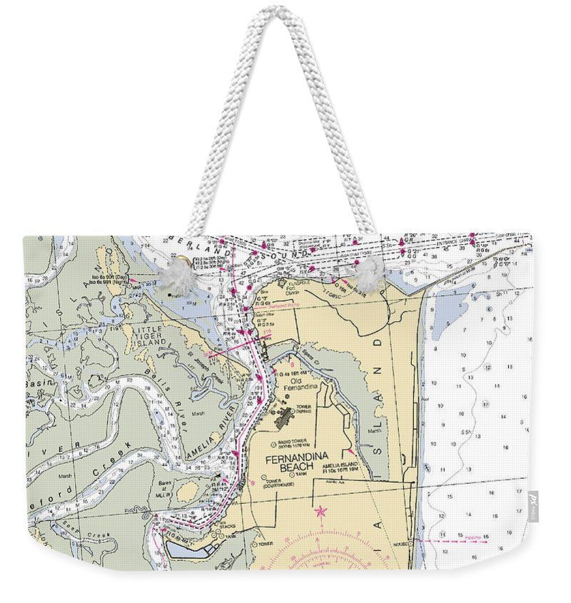 Fernandina Beach-florida Nautical Chart - Weekender Tote Bag