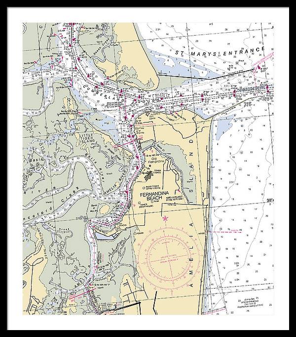 Fernandina Beach-florida Nautical Chart - Framed Print