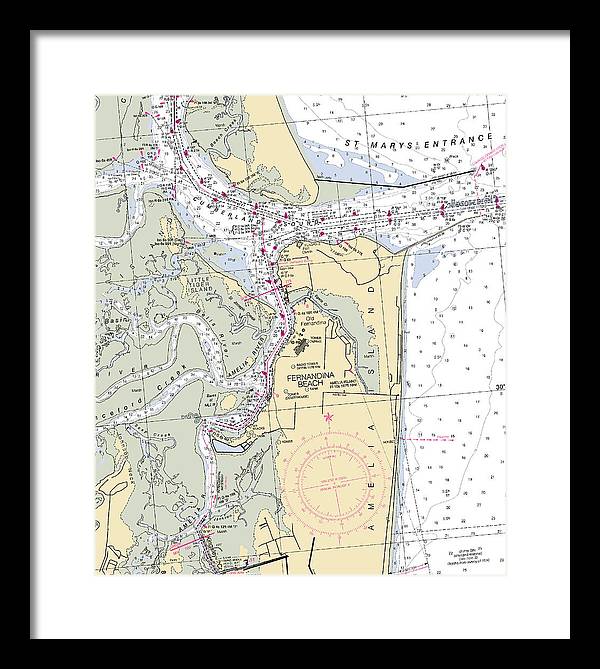 Fernandina Beach-florida Nautical Chart - Framed Print