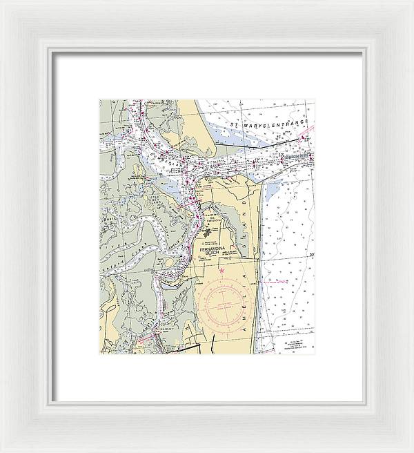 Fernandina Beach-florida Nautical Chart - Framed Print