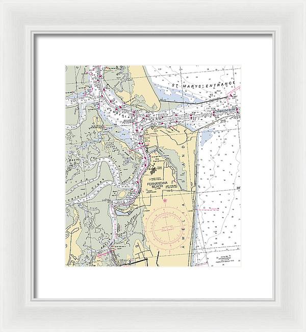 Fernandina Beach-florida Nautical Chart - Framed Print