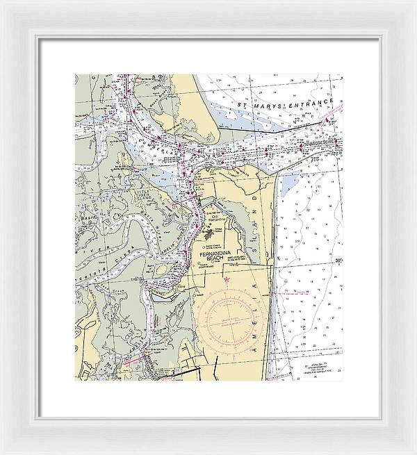 Fernandina Beach-florida Nautical Chart - Framed Print