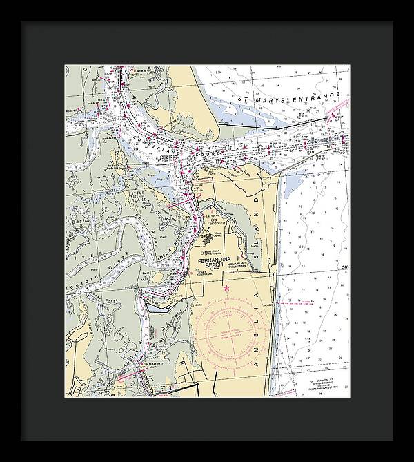 Fernandina Beach-florida Nautical Chart - Framed Print