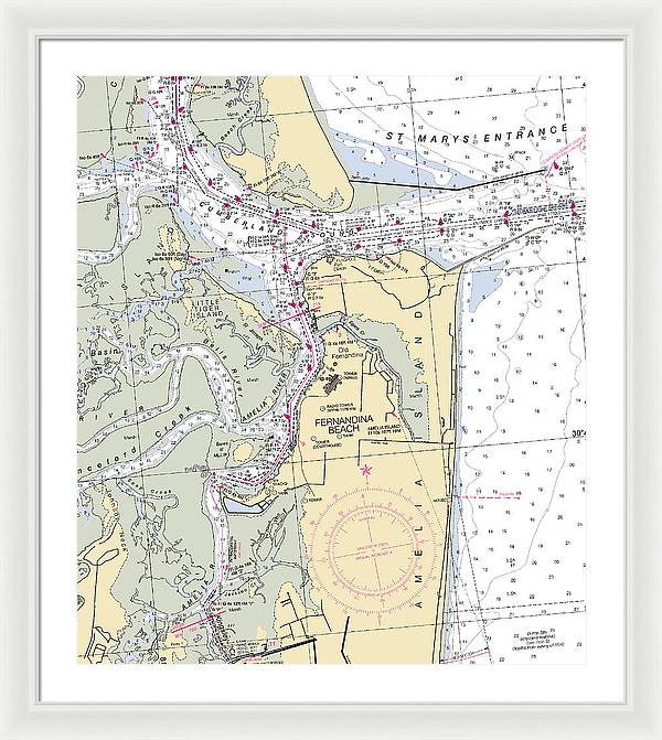 Fernandina Beach-florida Nautical Chart - Framed Print