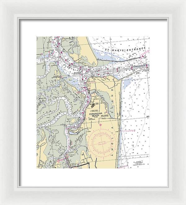 Fernandina Beach-florida Nautical Chart - Framed Print