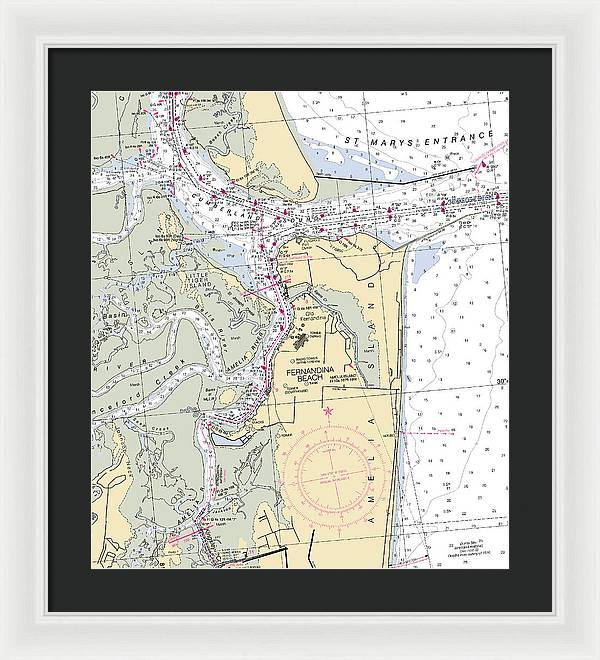 Fernandina Beach-florida Nautical Chart - Framed Print