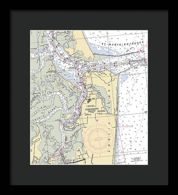 Fernandina Beach-florida Nautical Chart - Framed Print