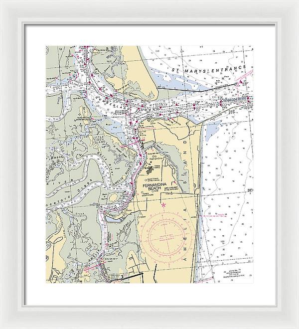 Fernandina Beach-florida Nautical Chart - Framed Print