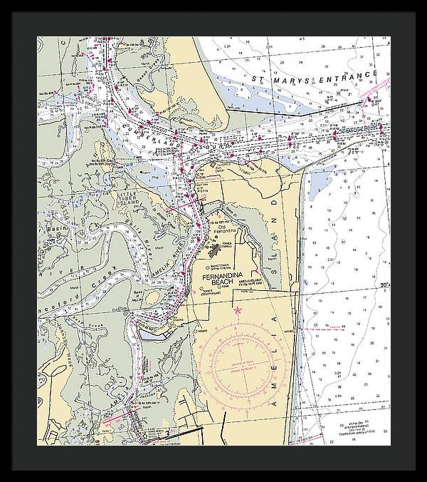 Fernandina Beach-florida Nautical Chart - Framed Print