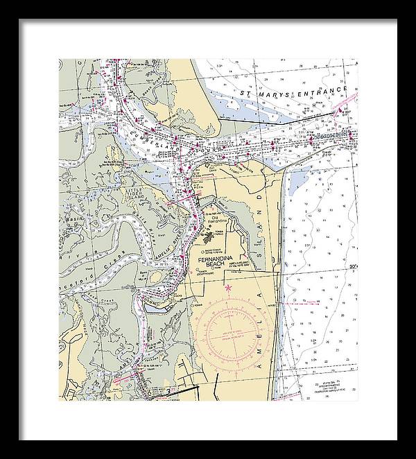 Fernandina Beach-florida Nautical Chart - Framed Print