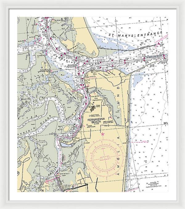 Fernandina Beach-florida Nautical Chart - Framed Print