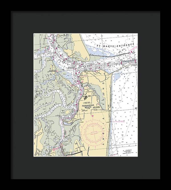 Fernandina Beach-florida Nautical Chart - Framed Print