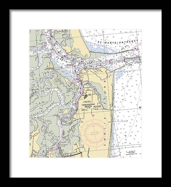 Fernandina Beach-florida Nautical Chart - Framed Print