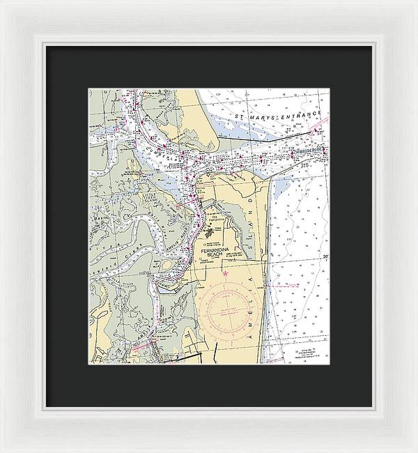 Fernandina Beach-florida Nautical Chart - Framed Print