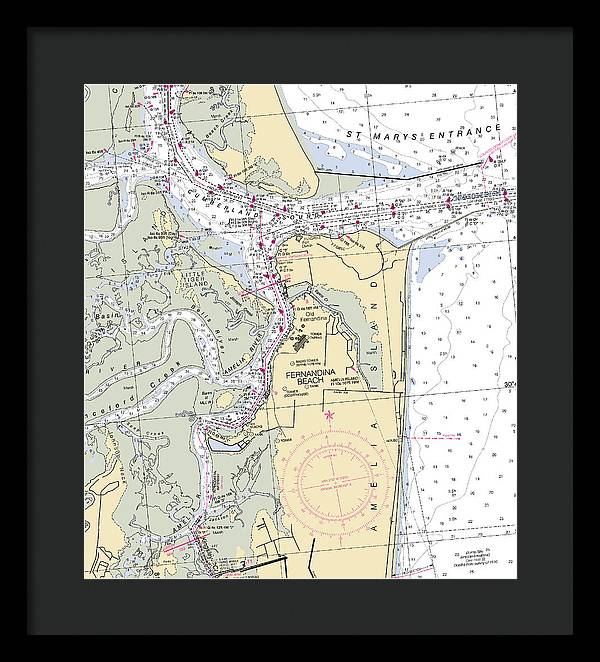 Fernandina Beach-florida Nautical Chart - Framed Print