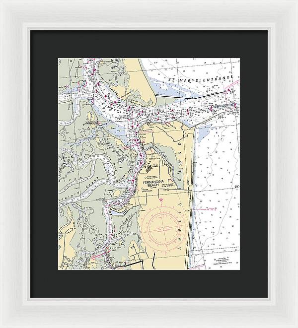 Fernandina Beach-florida Nautical Chart - Framed Print