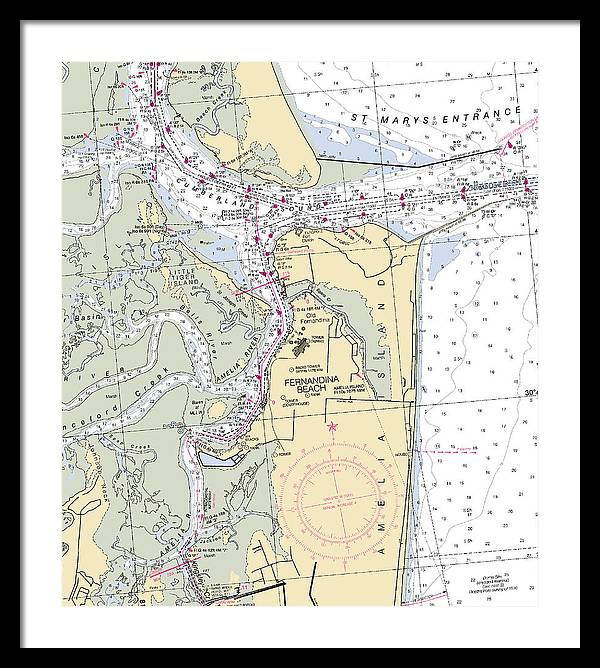 Fernandina Beach-florida Nautical Chart - Framed Print