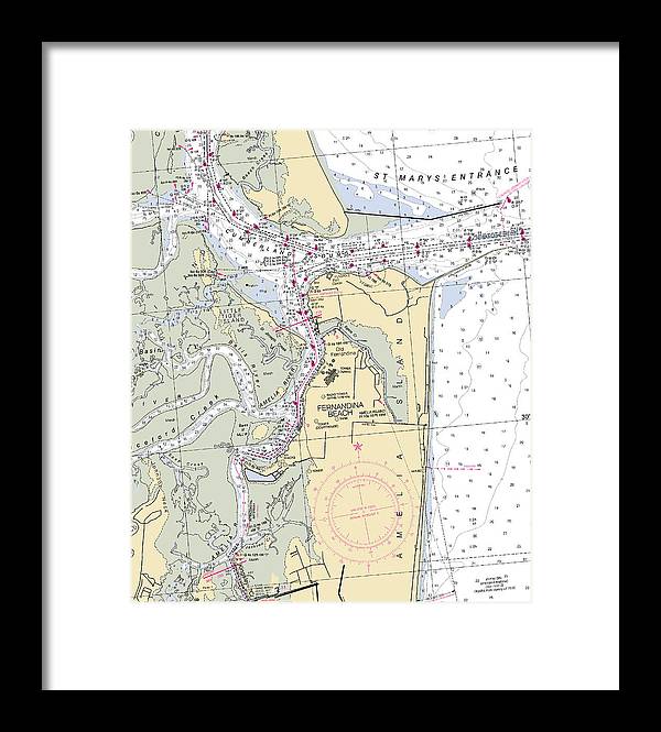 Fernandina Beach-florida Nautical Chart - Framed Print