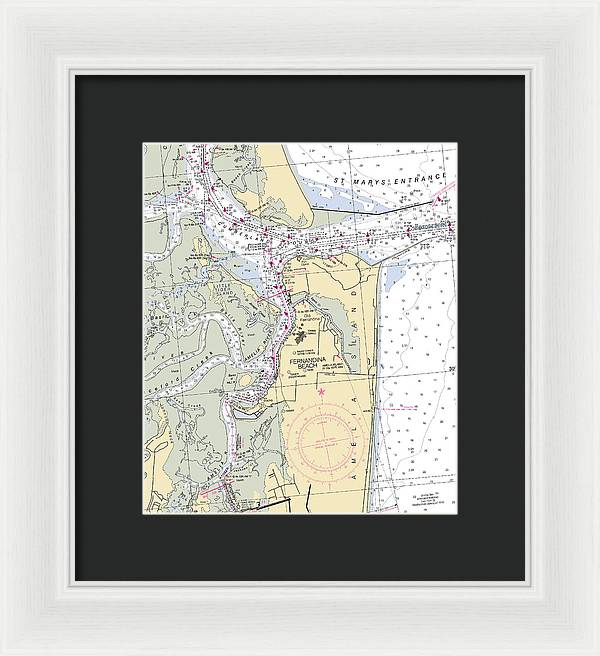 Fernandina Beach-florida Nautical Chart - Framed Print