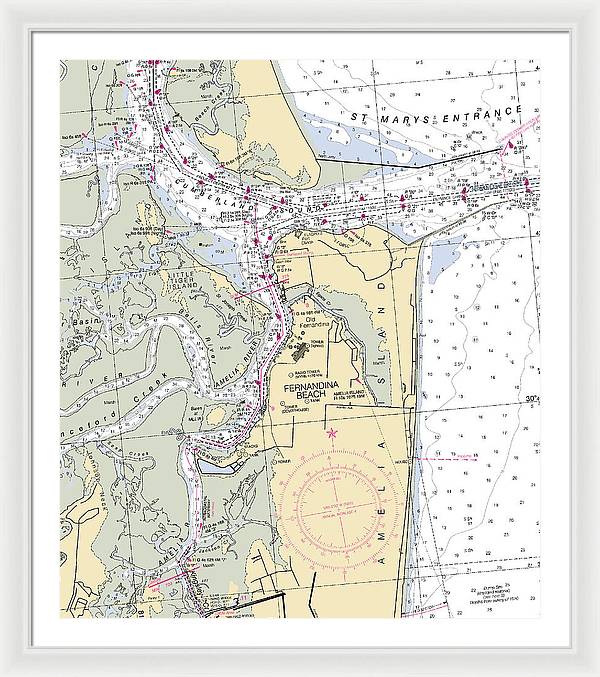 Fernandina Beach-florida Nautical Chart - Framed Print