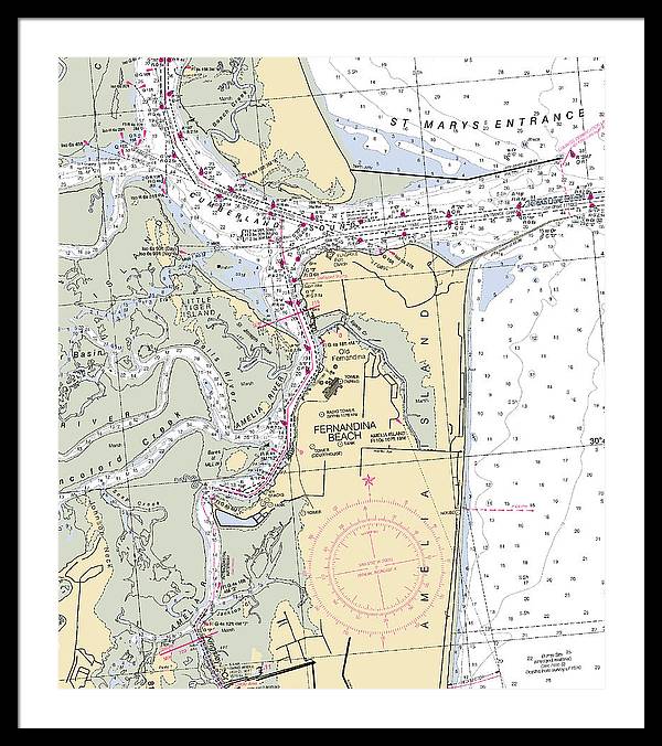 Fernandina Beach-florida Nautical Chart - Framed Print