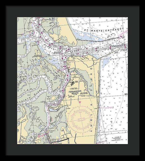 Fernandina Beach-florida Nautical Chart - Framed Print