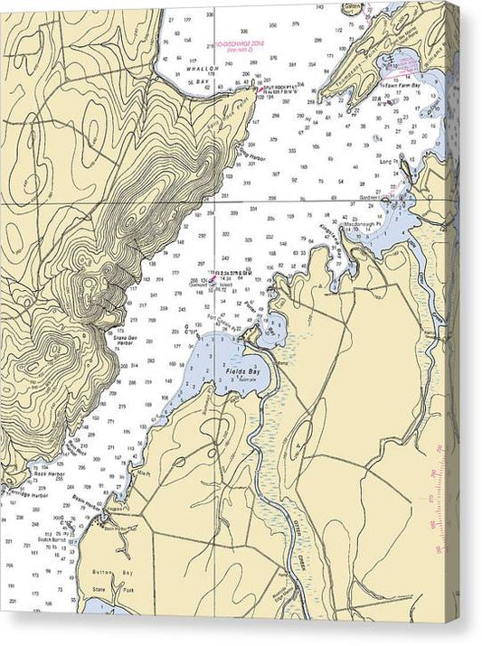 Fields Bay-Lake Champlain  Nautical Chart Canvas Print