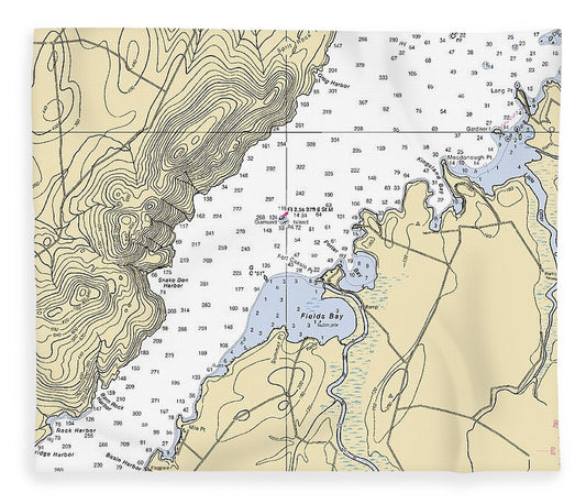 Fields Bay Lake Champlain  Nautical Chart Blanket