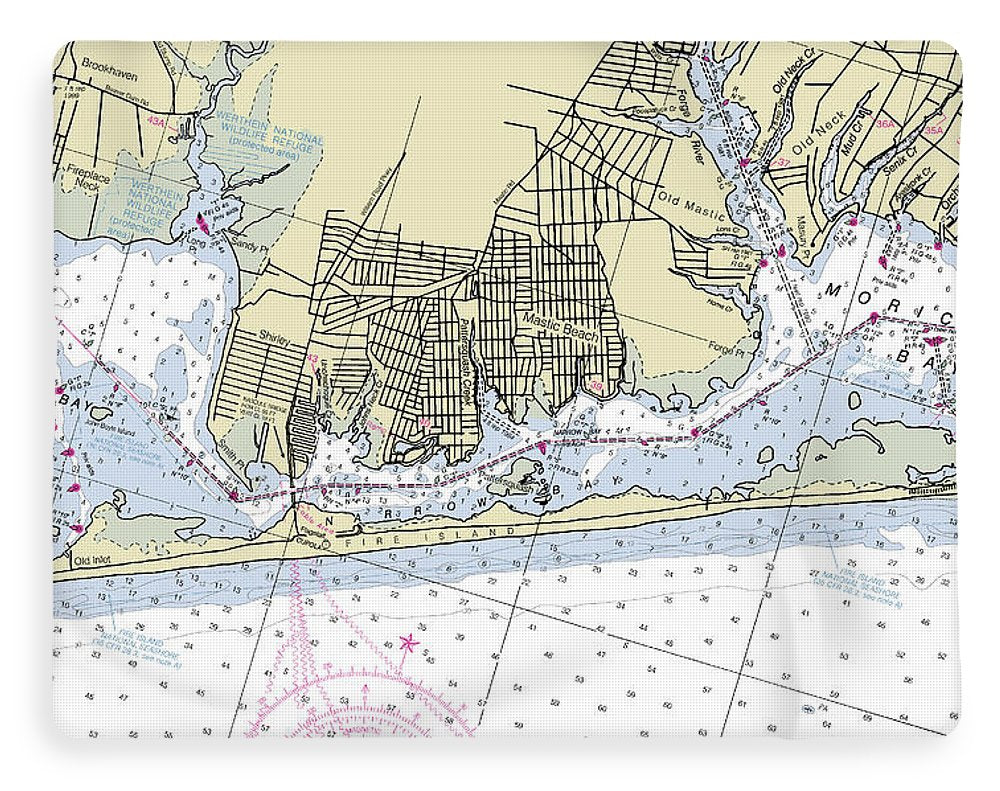 Fire Island and Mastic Beach New York Nautical Chart - Blanket