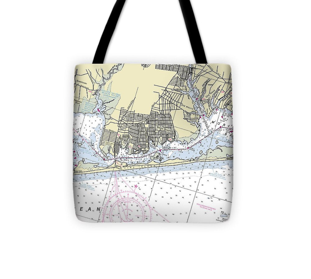 Fire Island And Mastic Beach New York Nautical Chart Tote Bag