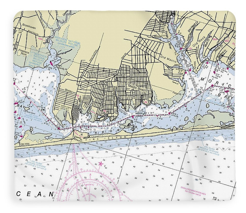 Fire Island and Mastic Beach New York Nautical Chart - Blanket