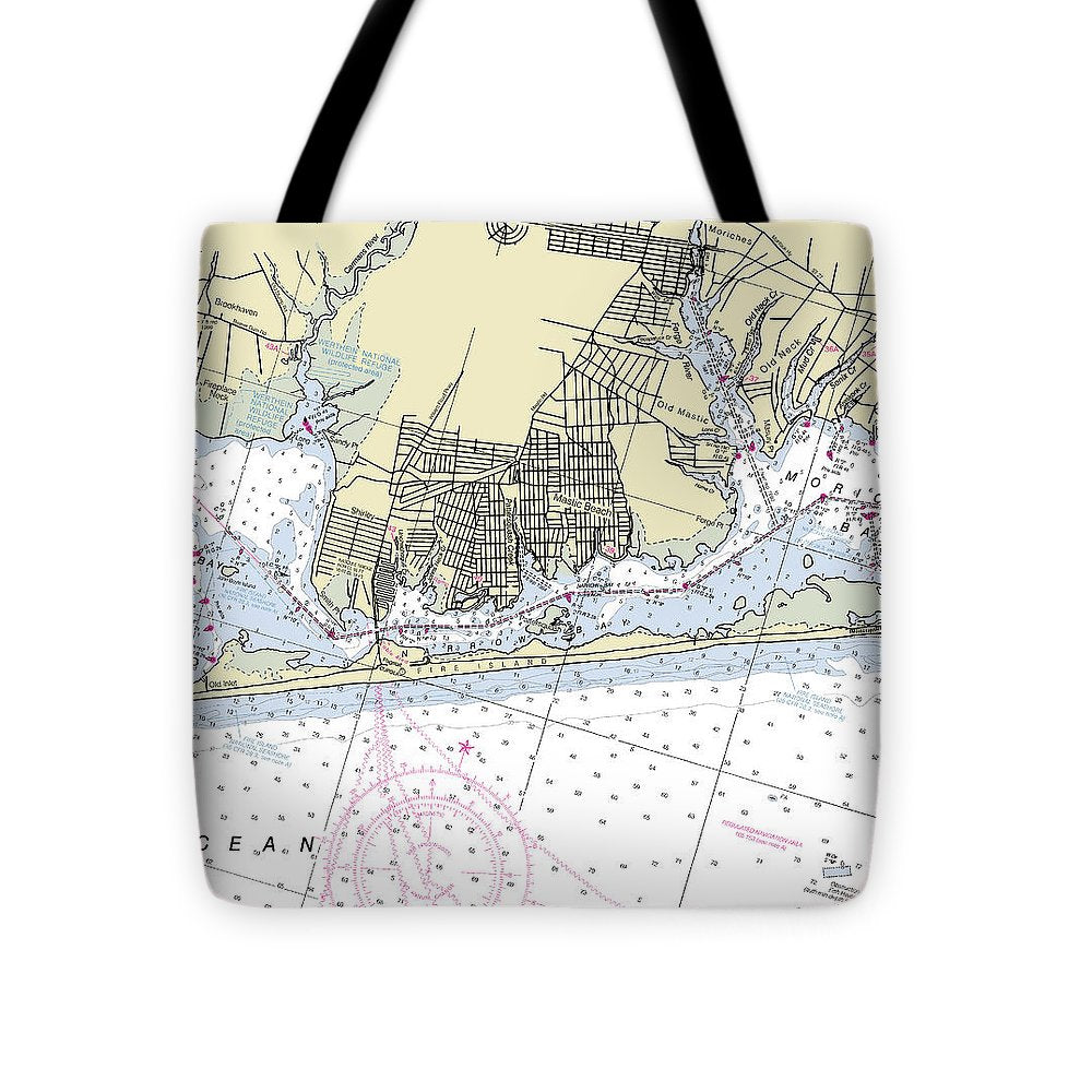 Fire Island and Mastic Beach New York Nautical Chart - Tote Bag