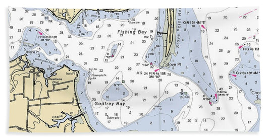 Fishing Bay-virginia Nautical Chart - Beach Towel