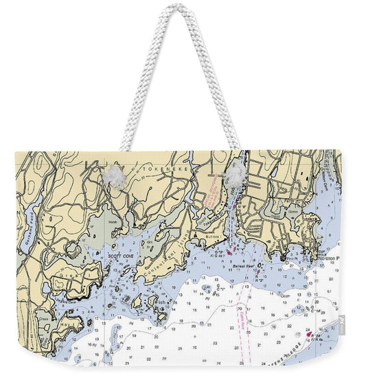 Five Mile River-connecticut Nautical Chart - Weekender Tote Bag