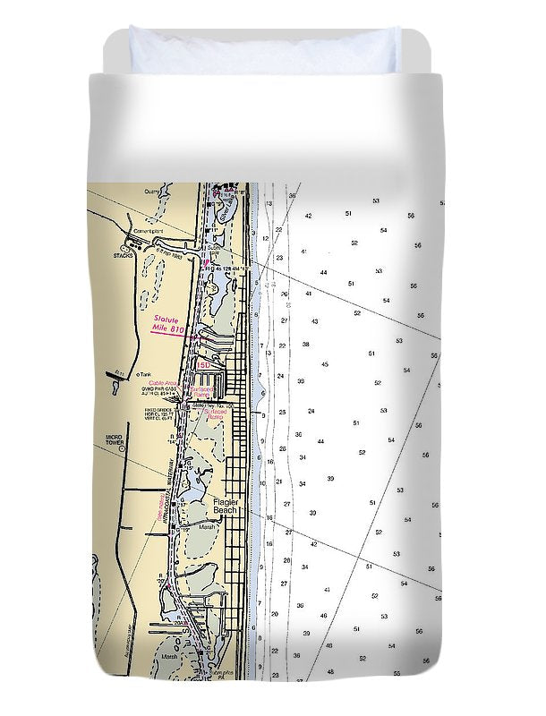 Flagler Beach-florida Nautical Chart - Duvet Cover