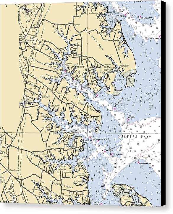 Fleets Bay Neck-virginia Nautical Chart - Canvas Print