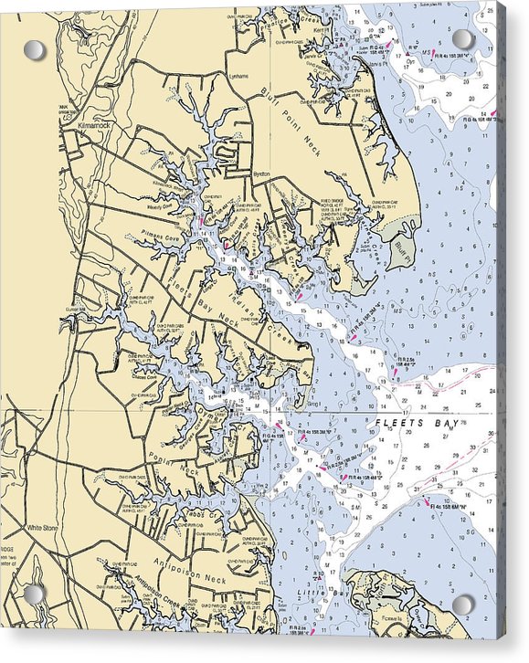 Fleets Bay Neck-virginia Nautical Chart - Acrylic Print