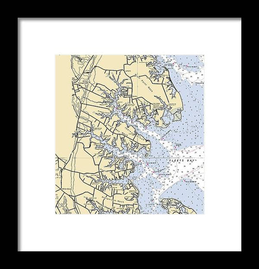 A beuatiful Framed Print of the Fleets Bay Neck-Virginia Nautical Chart by SeaKoast