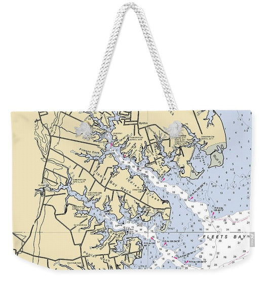 Fleets Bay Neck-virginia Nautical Chart - Weekender Tote Bag