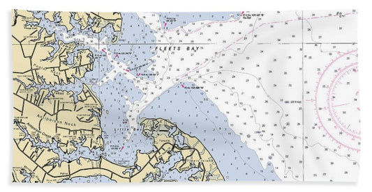 Fleets Island-virginia Nautical Chart - Beach Towel