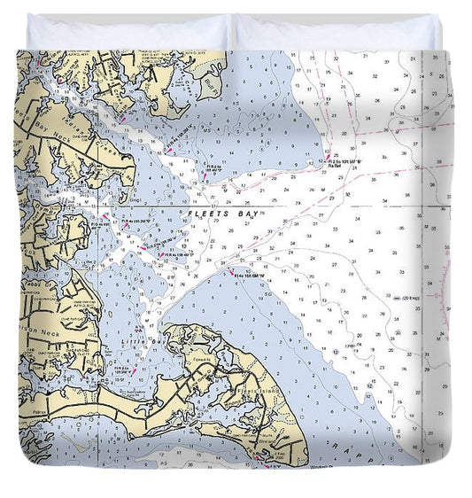 Fleets Island Virginia Nautical Chart Duvet Cover