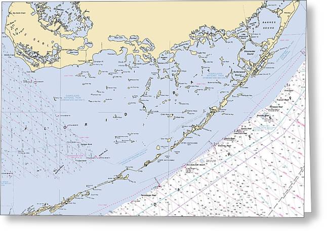 Florida-bay -florida Nautical Chart _v6 - Greeting Card