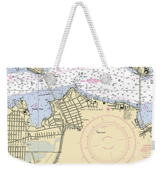Flushing-new York Nautical Chart - Weekender Tote Bag