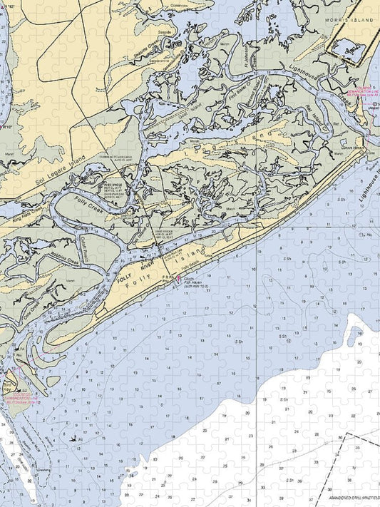 Folly Beach South Carolina Nautical Chart Puzzle