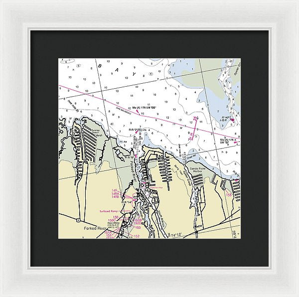 Forked River New Jersey Nautical Chart - Framed Print