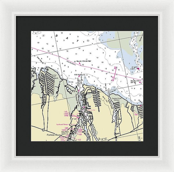 Forked River New Jersey Nautical Chart - Framed Print